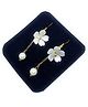 SKD Floral Applique Detailed Pearl Embellished Earrings - White