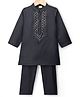 Babyhug Cotton Blend Woven Full Sleeves Kurta Pajama Set with Embroidery - Black
