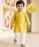 Babyhug Cotton Blend Woven Full Sleeves Kurta Pajama Set with Embroidery - Yellow