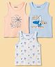 Babyoye Cotton Lycra Knit Sleeveless Beach Theme Printed Vests Pack Of 3 - Multicolor