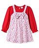 Babyhug Cotton Knit Frocks with Inner Tees Long Sleeves Round Neck Floral Red 3-6 Months