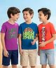 Pine Kids Cotton Knit Fashion Half Sleeves T-Shirts With Text Print Pack of 3 - Multicolor