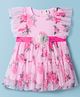 ToffyHouse Knit Half Sleeves Floral Printed Party Frock With Applique - Pink