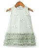 ToffyHouse Knit Sleeveless Party Dress with Bow Applique - Sea Green