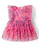 ToffyHouse Knit Sleeveless Floral Printed Party Frock - Pink