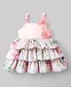 ToffyHouse Knit Sleeveless Party Dress With Floral Print & Applique - White