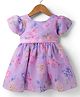 ToffyHouse Knit Half Sleeves Party Dress With Floral Print - Lilac