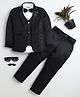 BT DEZINES Satin Woven Full Sleeves Thread Work Embroidered Sequins Embellished 3 Piece Party Suit Set With Bow - Black