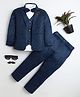 BT DEZINES Satin Woven Full Sleeves Thread Work Embroidered Sequins Embellished 3 Piece Party Suit Set With Bow - Royal Blue