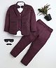 BT DEZINES Satin Woven Full Sleeves Thread Work Embroidered Sequins Embellished 3 Piece Party Suit Set With Bow - Wine