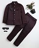 BT DEZINES Satin Woven Full Sleeves Peacock Designed Beads Embellished Blazer & Trouser Set - Wine