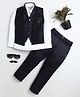 BT DEZINES Satin Woven Full Sleeves Abstract Embroidered 3 Piece Party Suit Set - Navy Blue