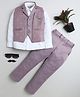 BT DEZINES Satin Woven Full Sleeves Abstract Embroidered 3 Piece Party Suit Set - Mauve