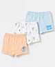 Babyoye Elastane Knit Trunks with Palm Tree Print Pack of 3 - White Peach & Blue