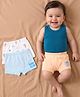 Babyoye Elastane Knit Trunks with Palm Tree Print Pack of 3 - White Peach & Blue