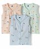Simply Sinker Knit Sleeveless Jhablas With Teddy Bear & Car Print Pack of 3 - Multicolor