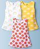 Simply Sinker Knit Sleeveless Floral Sun & Rainbow Printed Frocks Pack Of 3 - Multicolour