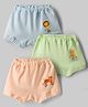 Simply Interlock Knit Bloomers with Animal Print Pack of 3 - Limegreen Light Blue & Peach