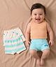 Babyoye Elastane Knit Striped & Car Printed Trunks Pack of 3 -  Aqua & white