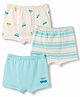 Babyoye Elastane Knit Striped & Car Printed Trunks Pack of 3 -  Aqua & white