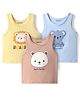 Babyoye Cotton Lycra Knit Sleeveless Vest With Animal Face Print Pack of 3 - Yellow & Blue