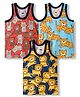 Simply Sinker Knit Sleeveless Vests with Animal Print Pack of 3 - Navy Light Blue & Red