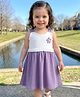 Babyhug Knitted Sleeveless Frock with Floral Applique - Lavender