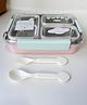 SCHOOLISH Stainless Steel 304 Insulated Lunch Box with Plastic Lid, Three-Layer, Three-Compartment Design, Environmentally Friendly, Modern, and Heat-Insulating- (720 ml)- Pack of 1 - Pink