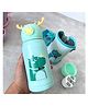 SCHOOLISH 500 ml Leakproof and Stainless Steel Cute Kids Water Bottles With Straw And Shoulder Strap Use for Outdoor Sports Travel and School 500 ml Pack of 1 - Green