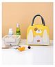 SCHOOLISH Cute cartoon Oxford lunch bag, insulated bag with zipper closure, suitable for office workers and students to carry their lunch boxes. Pack of 1 - Yellow