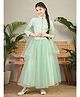 Cherry & Jerry Woven Three Fourth Sleeves Sequins & Lace Embellished Lehenga Choli Set With Dupatta - Green