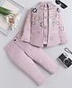 Fourfolds Woven Full Sleeves Floral Embroidered Sequins Embellished Sherwani With Trousers Set - Pink
