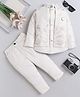 Fourfolds Woven Full Sleeves Floral & Leaves Embroidered Sequins Embellished Sherwani With Trousers Set - Beige
