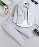 Fourfolds Cotton Blend Woven Full Sleeves Sequins Embellished 3 Piece Party Suit Set With Bow - Grey