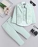 Fourfolds Cotton Blend Woven Full Sleeves Sequins Embellished 3 Piece Party Suit Set With Bow - Mint Green