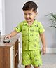 Babyhug Cotton Knit Half Sleeves Vehicle Printed Co-Ord Shirt & Shorts Night Suit - Green