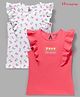 Honeyhap Premium 100% Cotton With Bio Finish Sleeveless Tops With Floral Print Pack of 2 - Shell Pink & Bright White