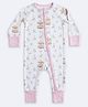 THE PLUSH CLUB Bamboo Knit Full Sleeves Carousel Theme Printed Romper - White & Pink