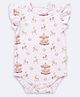 THE PLUSH CLUB Bamboo Knit Sleeveless Carousel Theme Printed Onesie - White & Pink