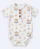 THE PLUSH CLUB Bamboo Knit Half Sleeves Carousel Theme Printed Onesie - White & Blue