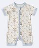 THE PLUSH CLUB Bamboo Knit Full Sleeves Carousel Theme Printed Romper - White & Blue