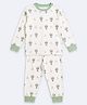 THE PLUSH CLUB Bamboo Knit Full Sleeves Owl & Horse Printed Coordinating Tee & Pajama Night Suit - White & Green