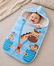 Babyhug Snuggle Buddy Teddy Sleeping Bag with Hood Blue| 100% Cotton Baby Sleep Sack| Ultra Soft| Warm & Cozy| All-Season Wearable Blanket| 0-6 Months