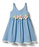 Babyhug Cotton Knit One Piece Dresses/Frocks Sleeveless with Gingham Flower Applique Blue 4-5 Years