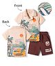 OLLINGTON ST. Cotton Set Of  Printed Half Sleeves Shirt & Shorts - Multicolor & Brown