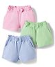 Babyhug Single Jersey Knit Mid Thigh Solid Shorts with Bow Applique Pack of 3 - Multicolor