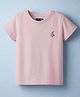 Pine Kids Cotton Knit Half Sleeves T-Shirt With Butterfly Glitter Print - Light Pink