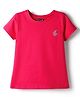 Pine Kids Cotton Knit Half Sleeves T-Shirt With Butterfly Glitter Print - Fuchsia