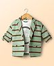 Dapper Dudes Cotton Woven Full Sleeves Striped Blazer With Typographic Tee - Light Green