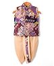 Dapper Dudes Cotton Silk Woven Sleeveless Ethnic Printed Kurta  & Co-Ordinating Dhoti Set - Purple
